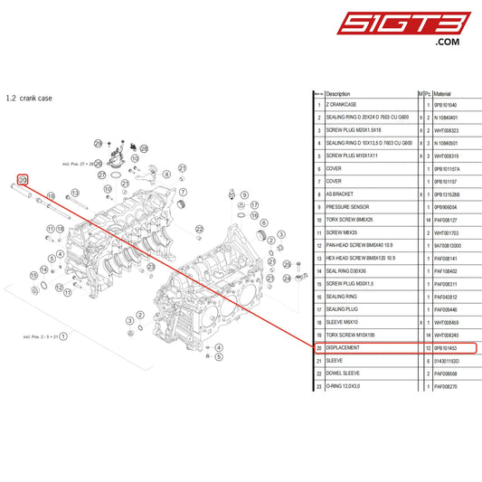 Displacement - 0Pb101453 [Porsche 718 Cayman Gt4 Rs Clubsport] Crank Case