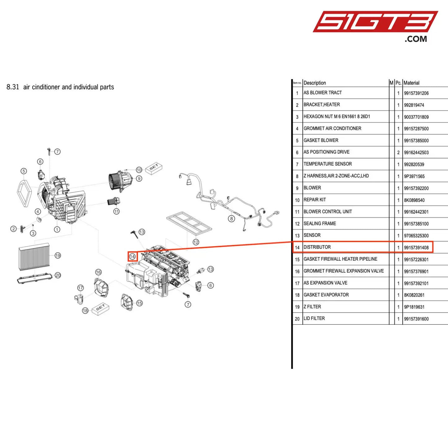 Distributor - 99157391408 [Porsche 718 Cayman Gt4 Rs Clubsport] Air Cinditioner And Individual Parts