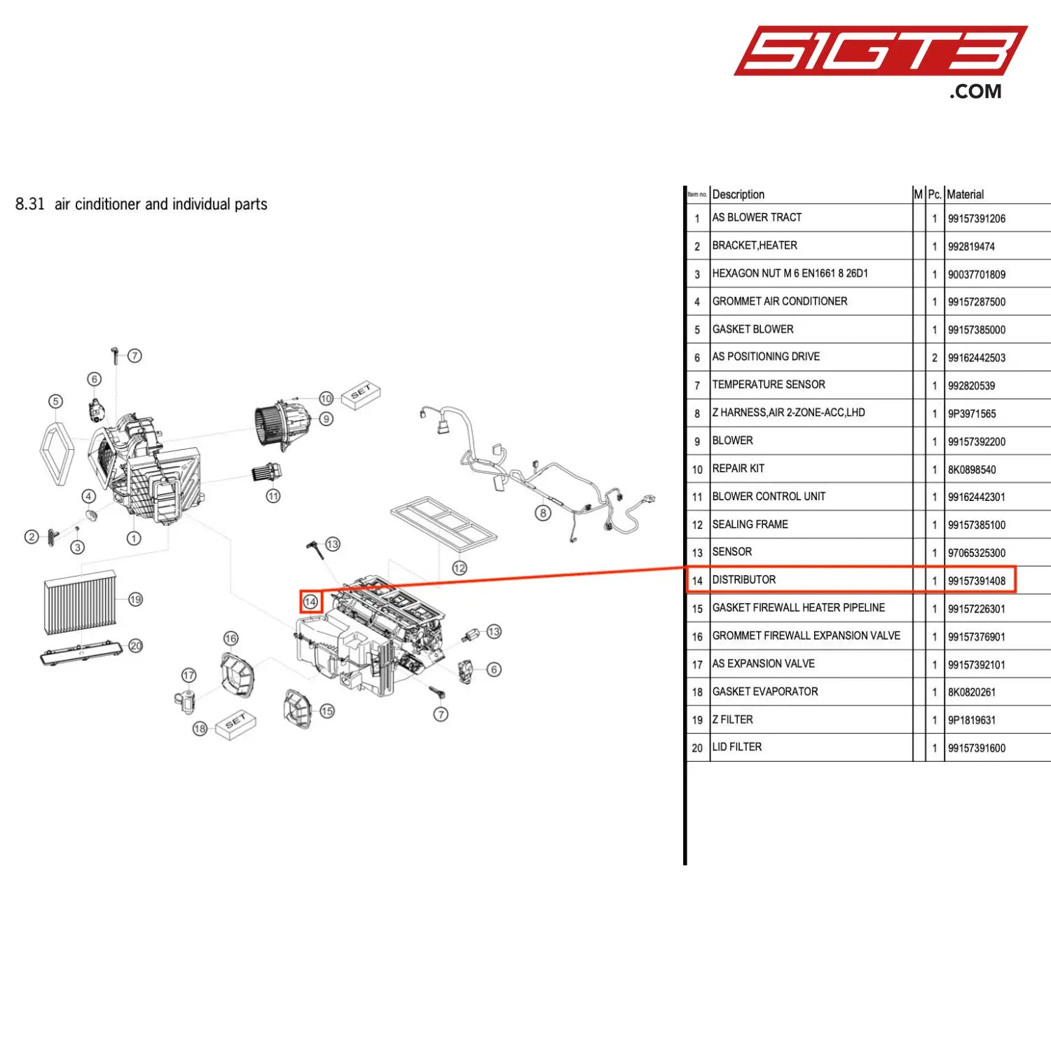 Distributor - 99157391408 [Porsche 718 Cayman Gt4 Rs Clubsport] Air Cinditioner And Individual Parts