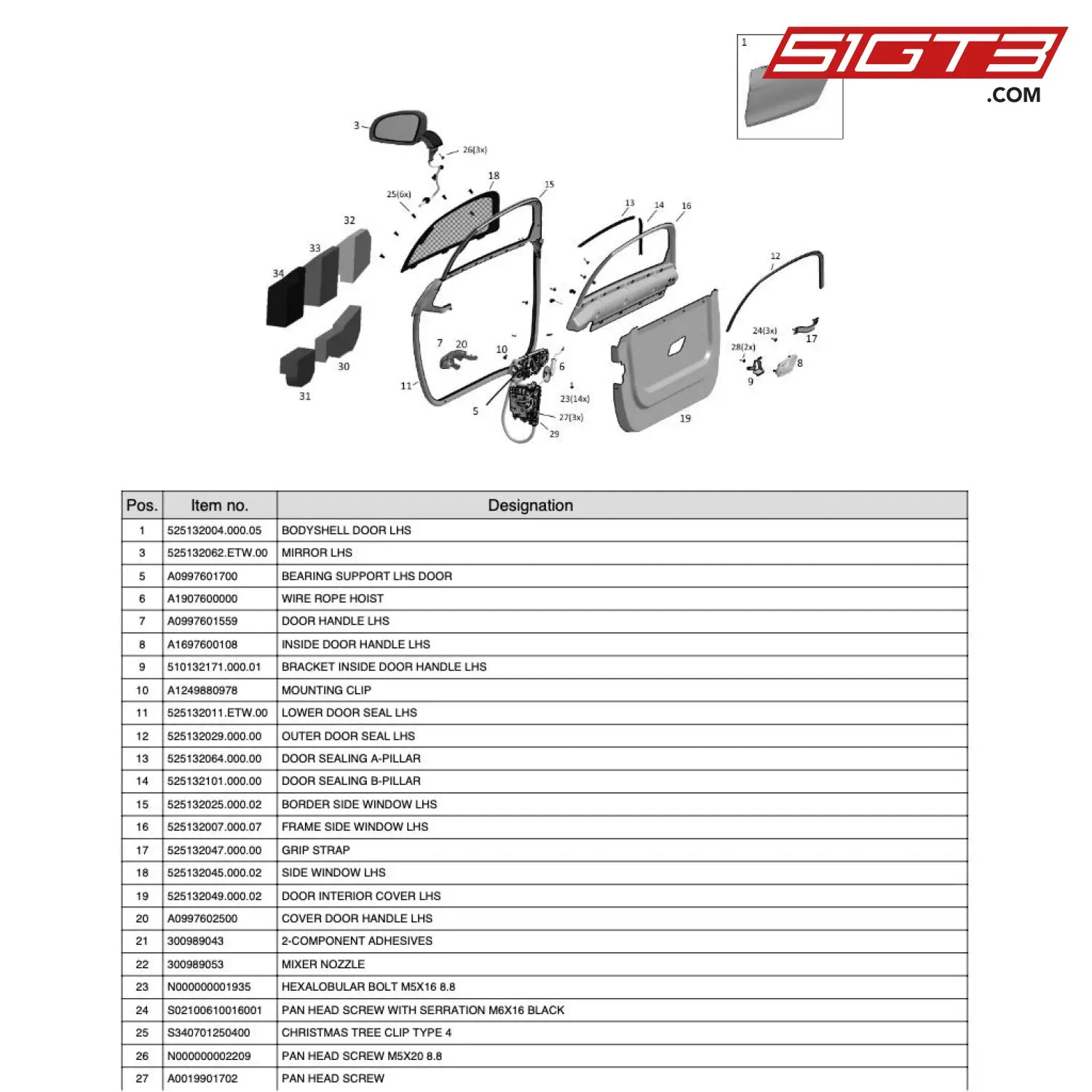 Door Foam Upper Lhs Ra - 525132095.000.00 [Mercedes-Amg Gt4] Door