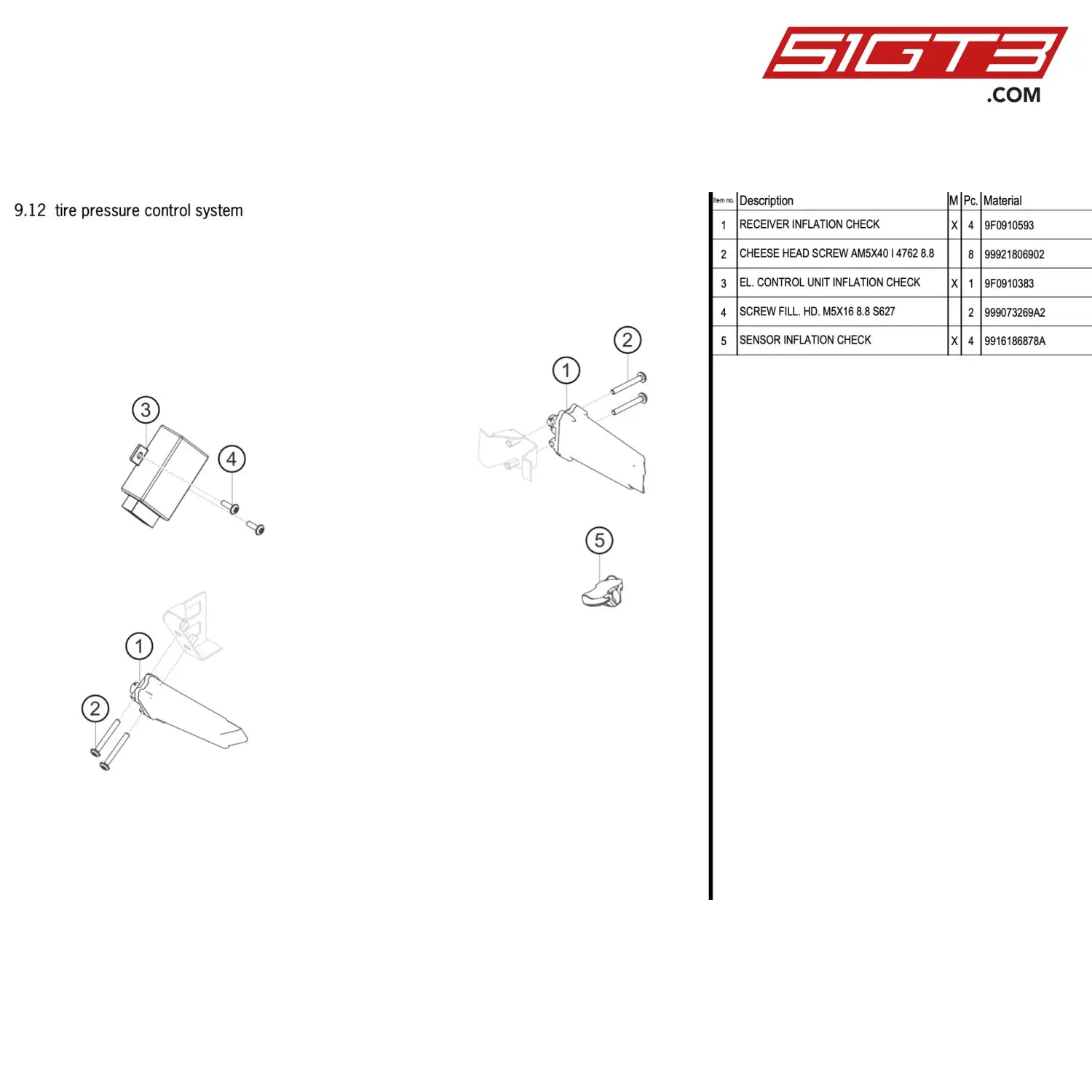 El. Control Unit Inflation Check - 9F0910383 [Porsche 911 Gt3 R Type 991 (Gen 2)] Tire Pressure
