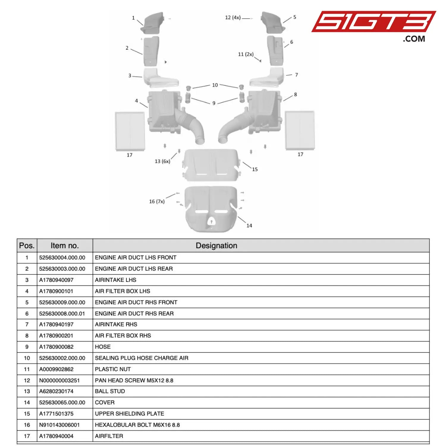Engine Air Duct Lhs Rear - 525630003.000.00 [Mercedes-Amg Gt4] Air Intake