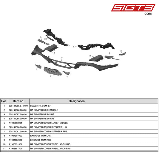 Exhaust Trim Lhs - A1904901900 [Mercedes-Amg Gt4] Lower Rear Bumper