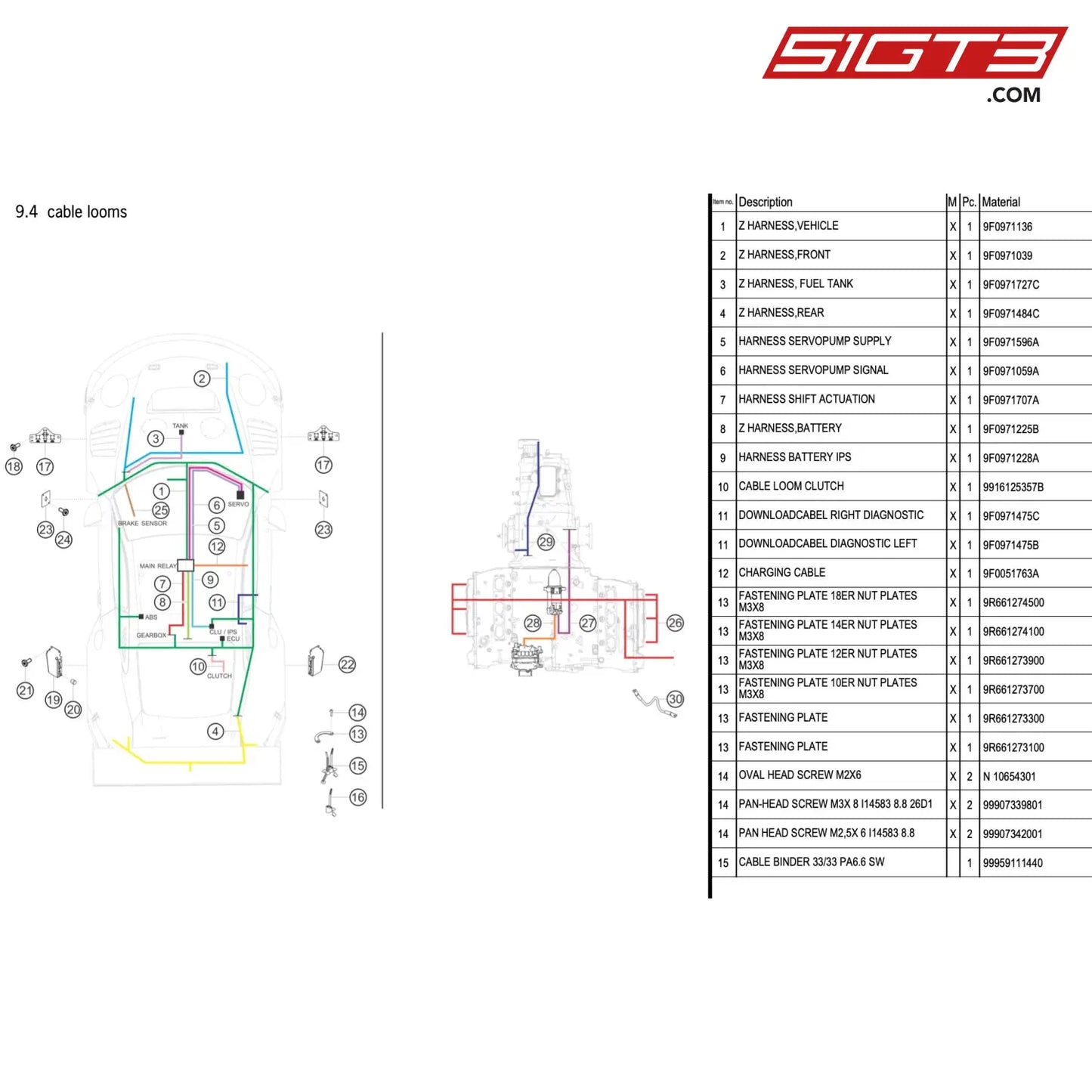 Fastening Plate 14Er Nut Plates M3X8 - 9R661274100 [Porsche 911 Gt3 R Type 991 (Gen 2)] Cable Looms