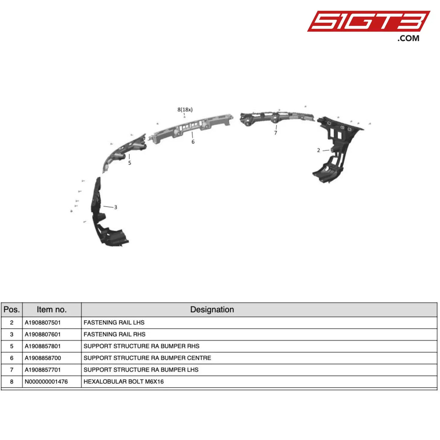 Fastening Rail Lhs - A1908807501 [Mercedes-Amg Gt4] Sub-Structure Rear Bumper