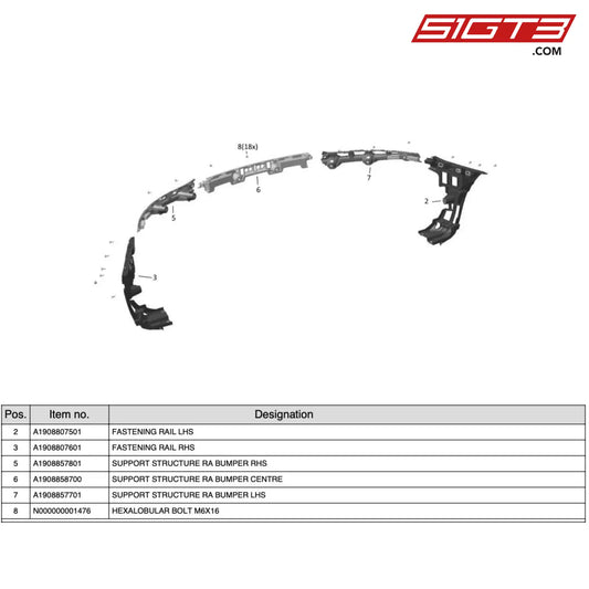 Fastening Rail Lhs - A1908807501 [Mercedes-Amg Gt4] Sub-Structure Rear Bumper