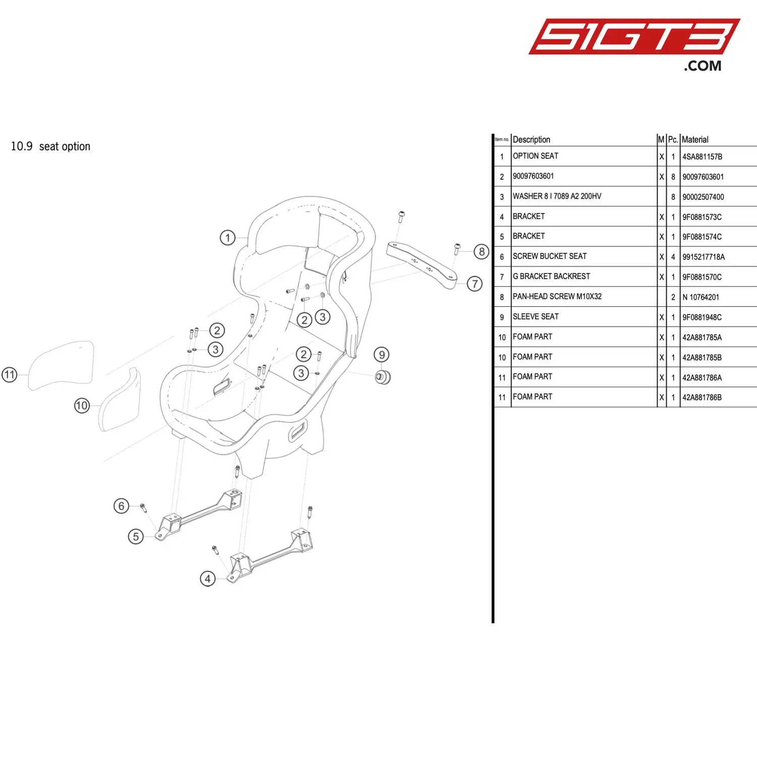 Fillister Screw M8X30 12.9 - 90097603601 [Porsche 911 Gt3 R Type 991 (Gen 2)] Seat Option