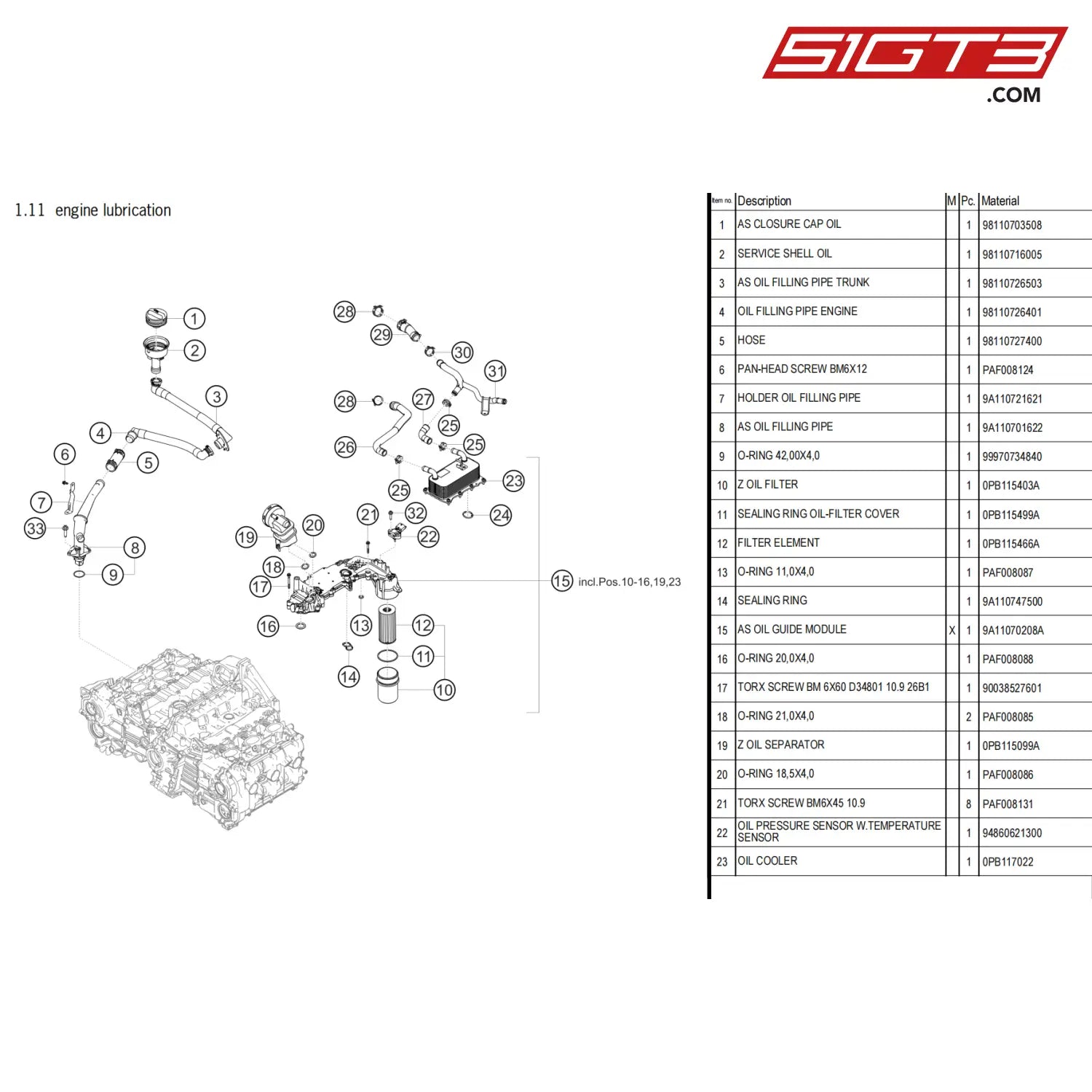 Filter Element - 0Pb115466A [Porsche 718 Cayman Gt4 Clubsport] Engine Lubrication