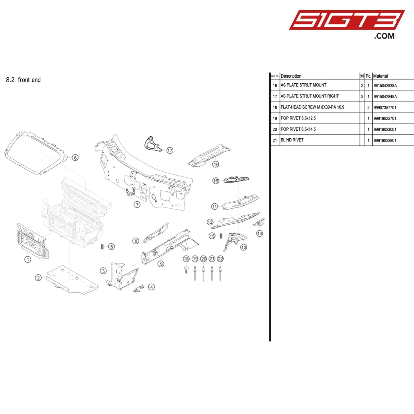Flat-Head Screw M 8X30-Pa 10.9 - 99907357701 [Porsche 718 Cayman Gt4 Rs Clubsport] Front End