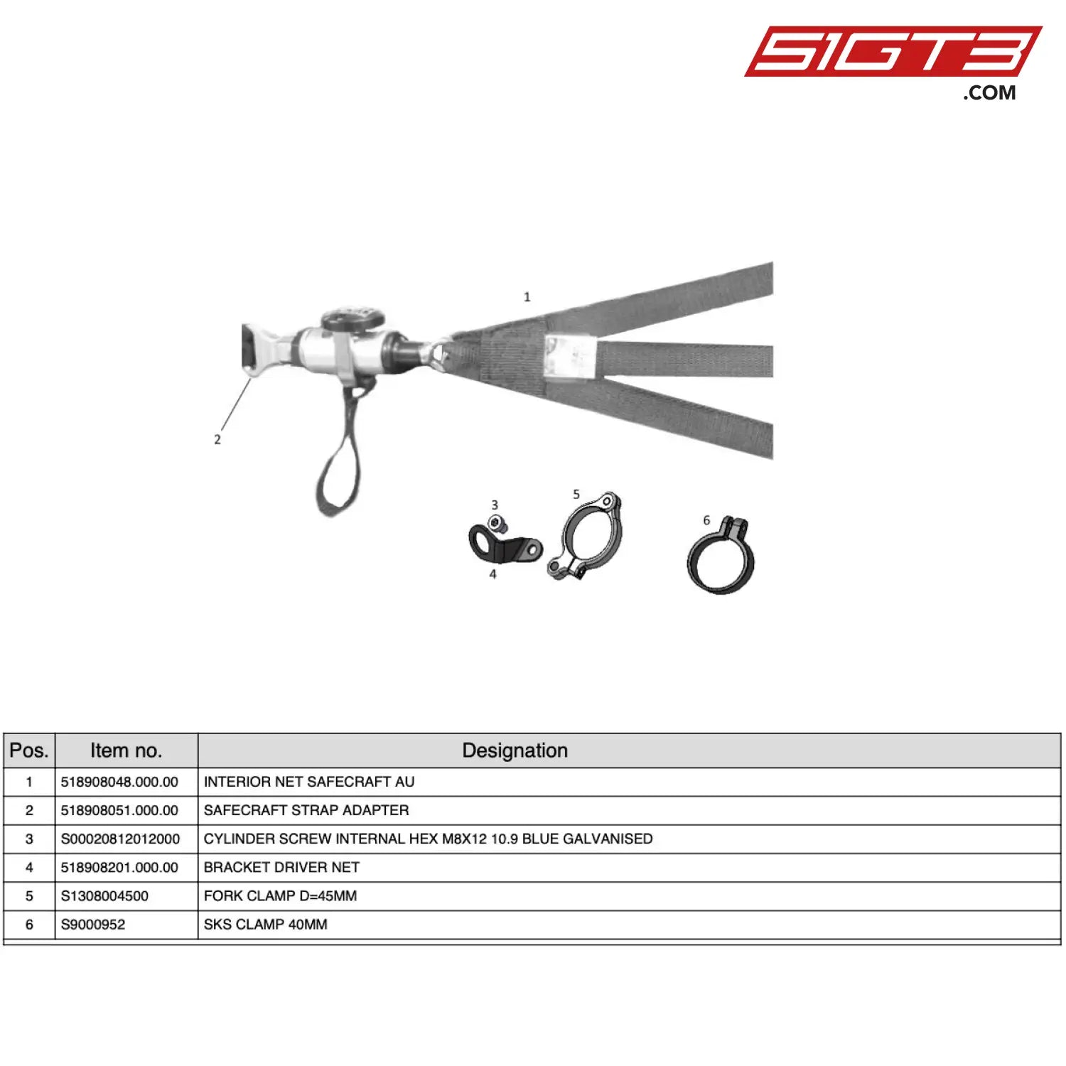 Fork Clamp D=45Mm - S1308004500 [Mercedes-Amg Gt4] Racing Net Lhs