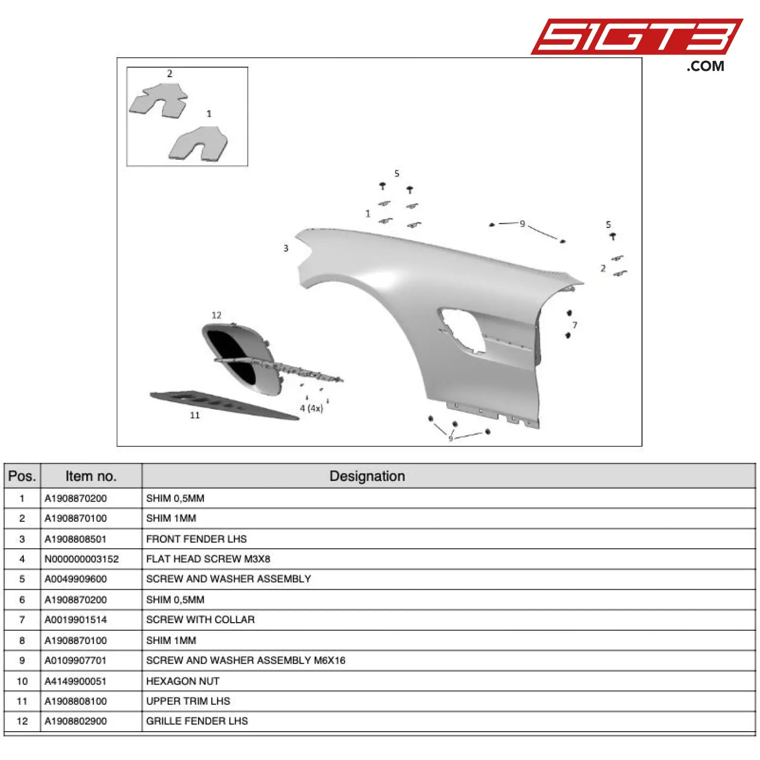 Front Fender Lhs - A1908808501 [Mercedes-Amg Gt4] Fender Fa