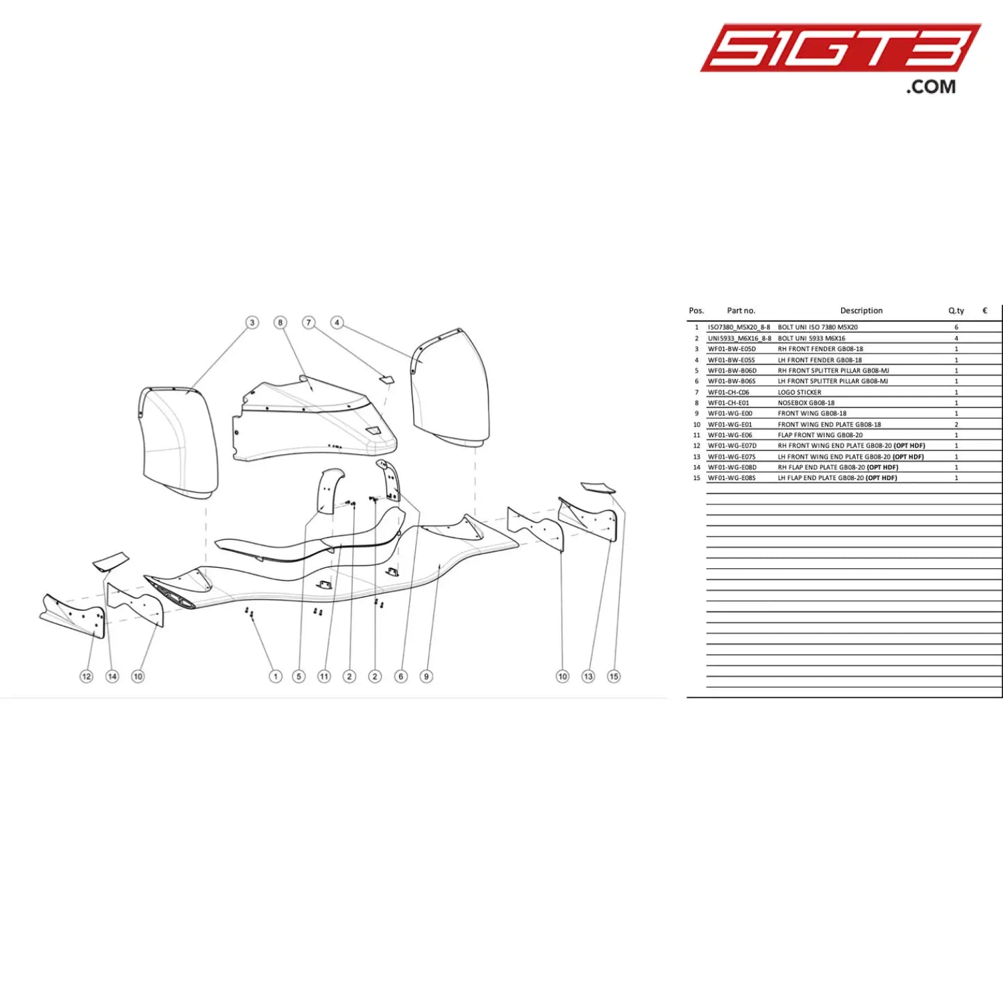 Front Wing Gb08-18 - Wf01-Wg-E00 [Wolf F Mistral] Splitter With Nose