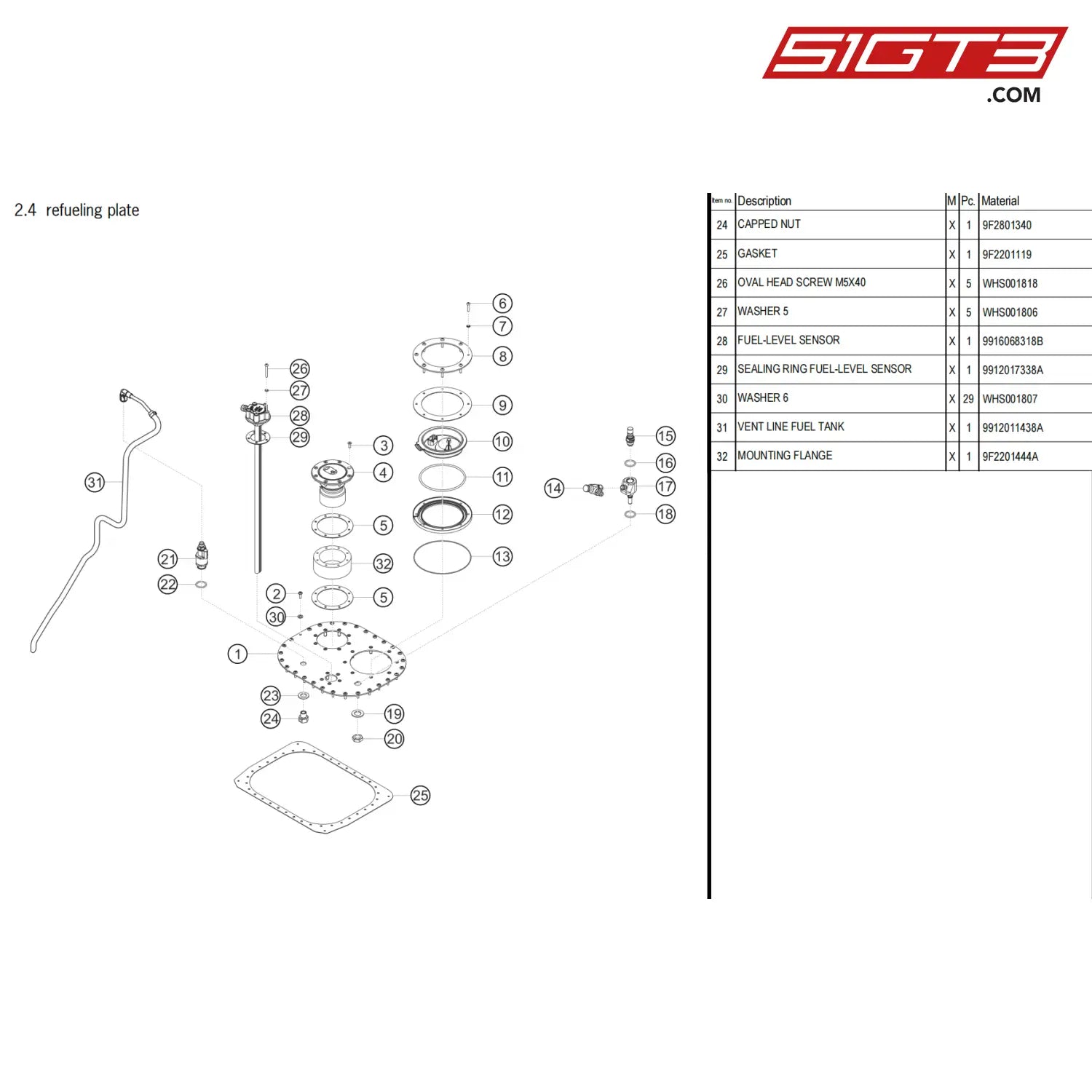 Fuel-Level Sensor - 9916068318B [Porsche 718 Cayman Gt4 Clubsport] Refueling Plate