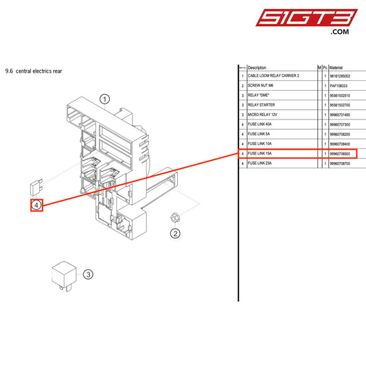 FUSE LINK 15A - 99960708500 [PORSCHE 718 Cayman GT4 RS Clubsport]