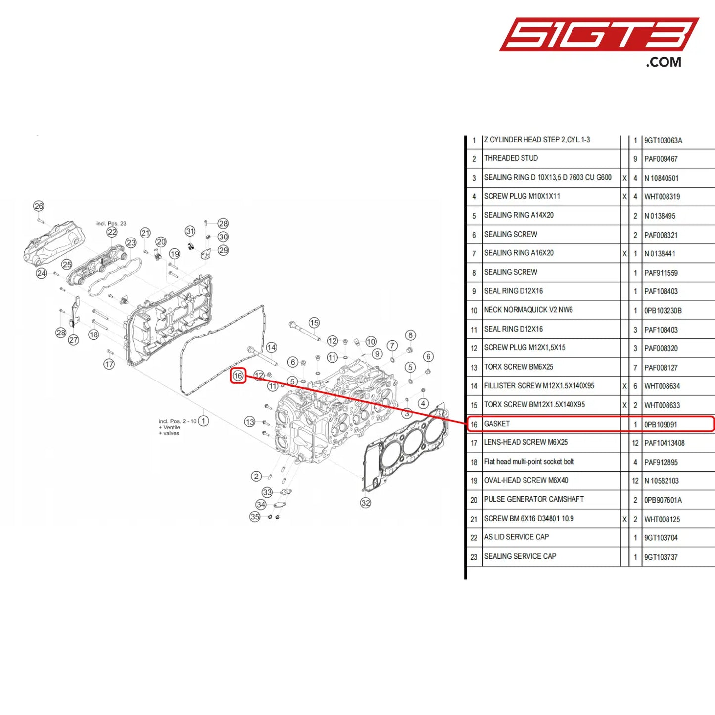 Gasket - 0Pb109091 [Porsche 718 Cayman Gt4 Rs Clubsport] Cylinder Head Left