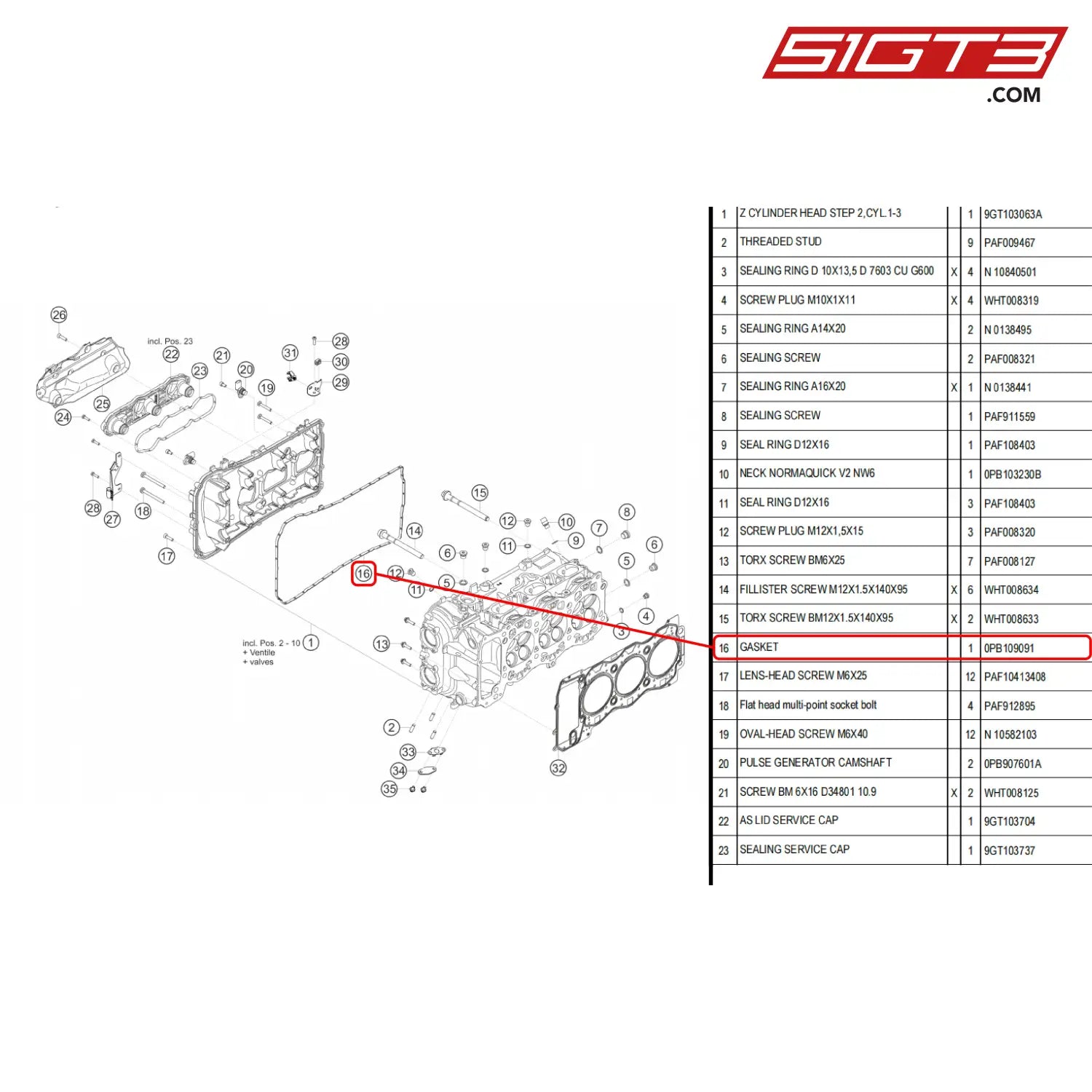 Gasket - 0Pb109091 [Porsche 718 Cayman Gt4 Rs Clubsport] Cylinder Head Left