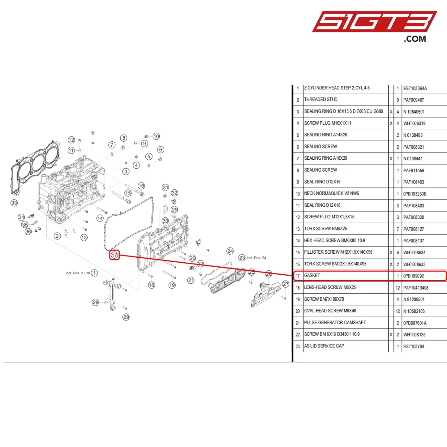 Gasket - 0Pb109092 [Porsche 718 Cayman Gt4 Rs Clubsport] Cylinder Head Right