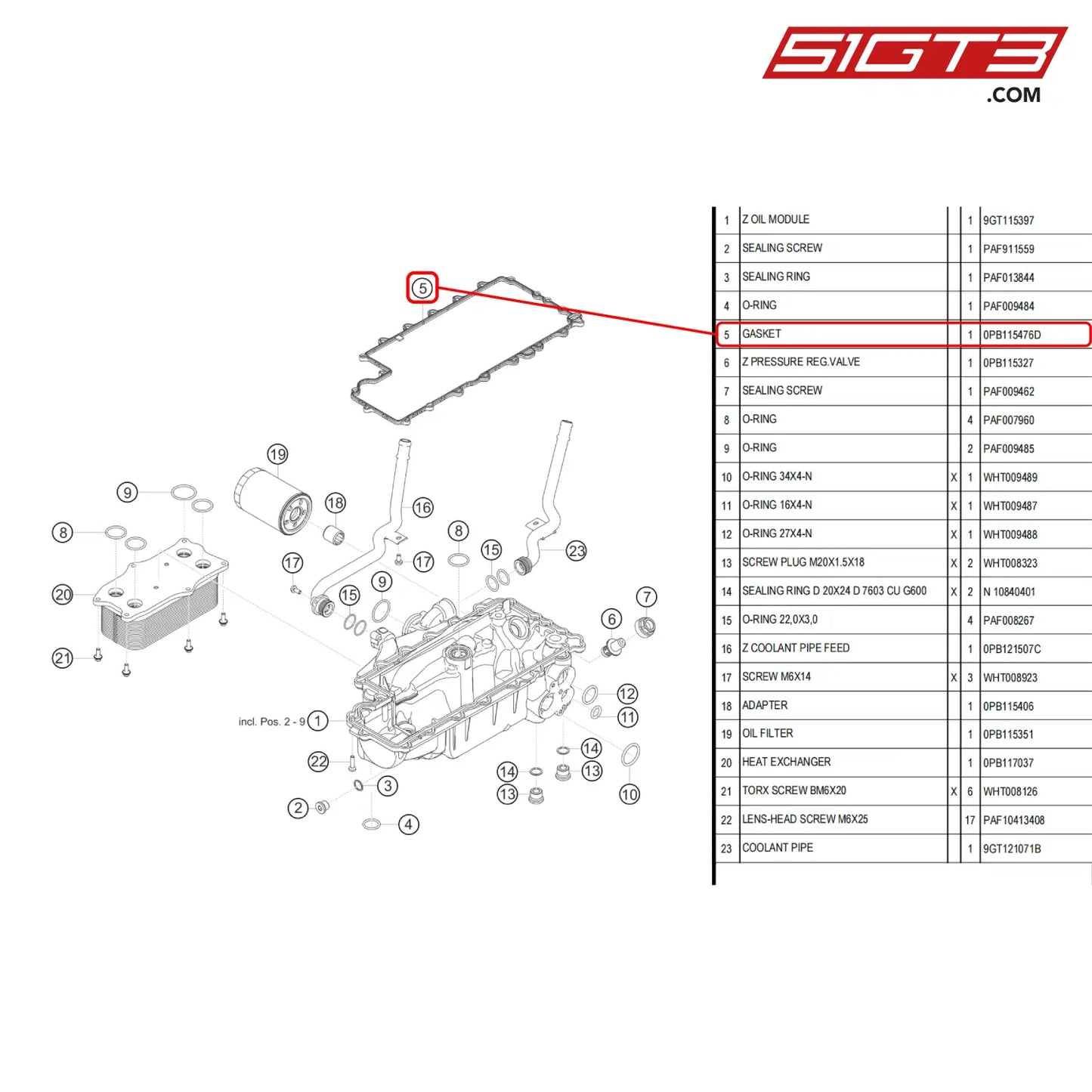 Gasket - 0Pb115476D [Porsche 718 Cayman Gt4 Rs Clubsport] Oil Pump Housing