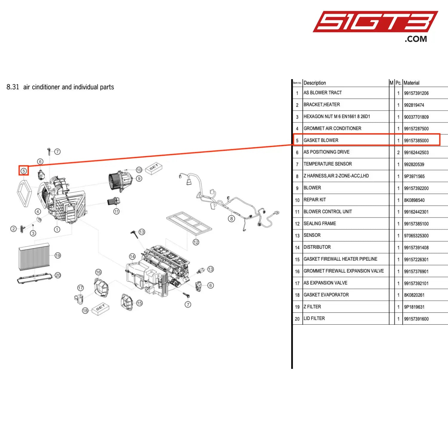 Gasket Blower - 99157385000 [Porsche 718 Cayman Gt4 Rs Clubsport] Air Cinditioner And Individual