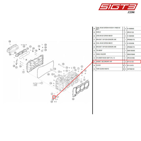 Gasket Secondary Air - 9F1131120 [Porsche 718 Cayman Gt4 Rs Clubsport] Cylinder Head Left