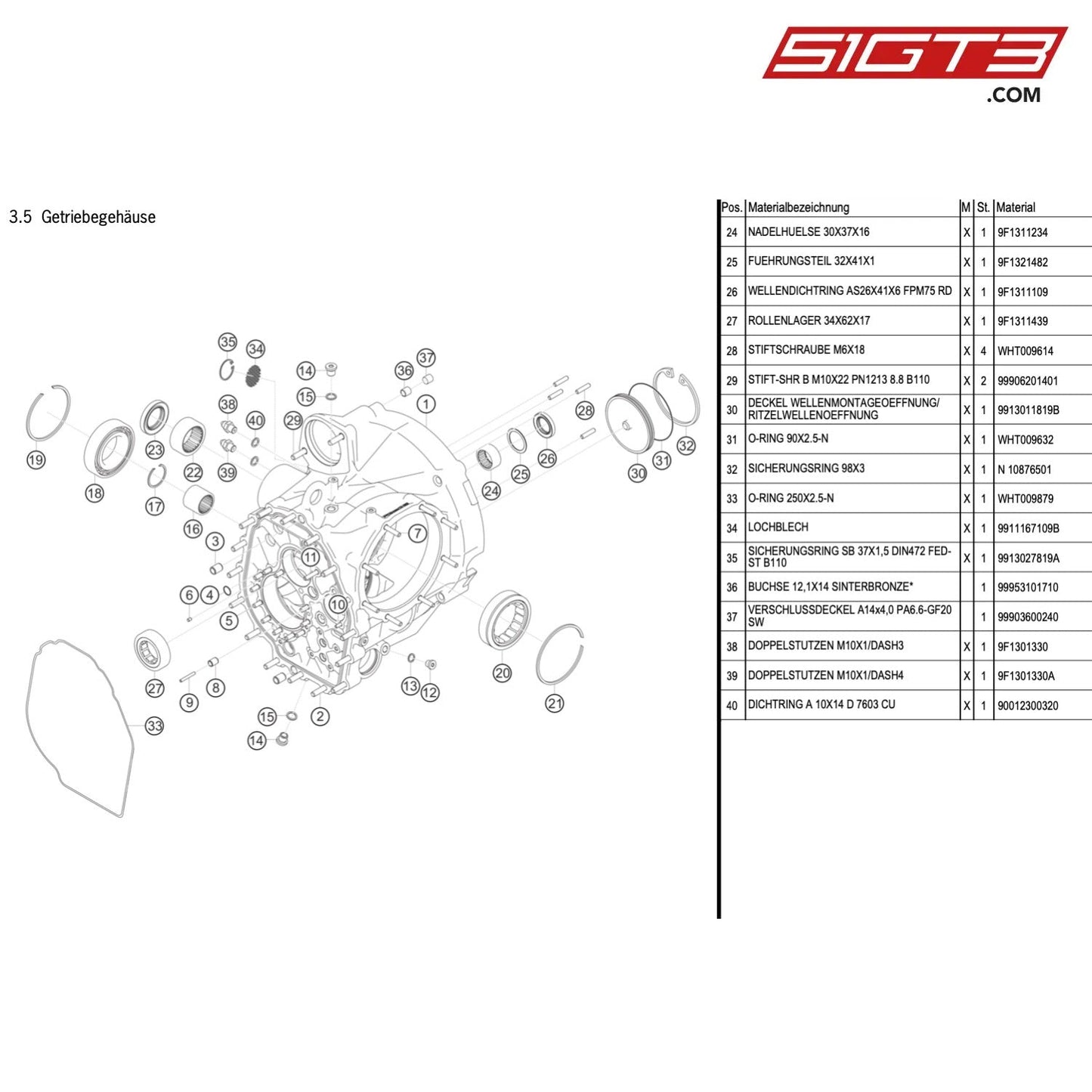 TRANSMISSION CASE - 9913015019B [PORSCHE 911 GT3 Cup Type 991 (GEN1) (2014)]