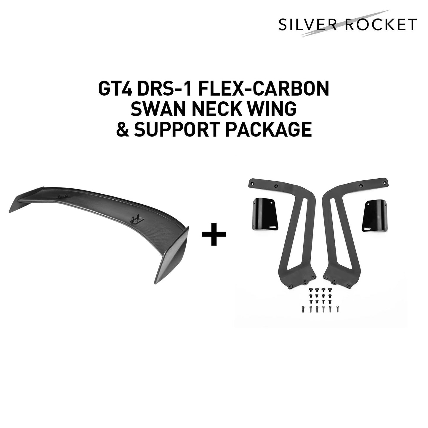 SilverRocket GT4 DRS-1 FLEX-CARBON SWAN NECK WING & SUPPORT PACKAGE [PORSCHE 981 / 718 GT4]