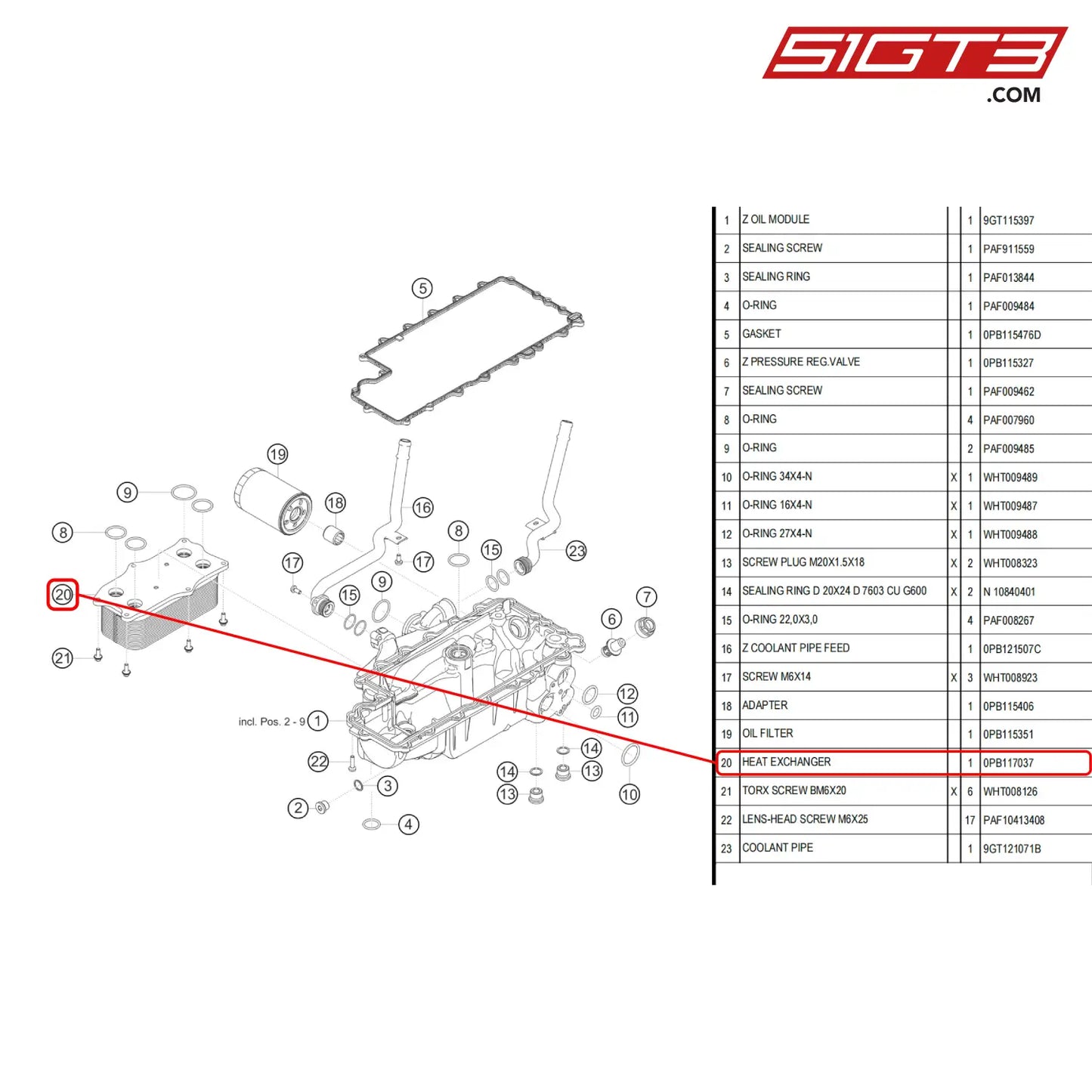 Heat Exchanger - 0Pb117037 [Porsche 718 Cayman Gt4 Rs Clubsport] Oil Pump Housing