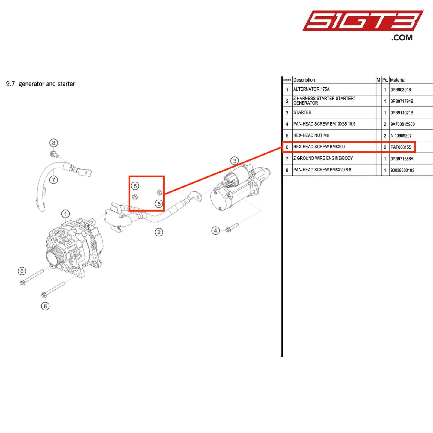 HEX-HEAD SCREW BM8X90 - PAF008155 [PORSCHE 718 Cayman GT4 RS Clubsport]