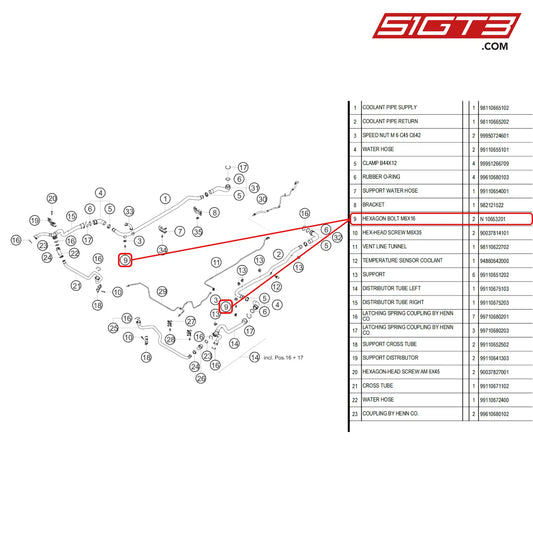Hexagon Bolt M6X16 - N 10653201 [Porsche 718 Cayman Gt4 Rs Clubsport] Water Circuit