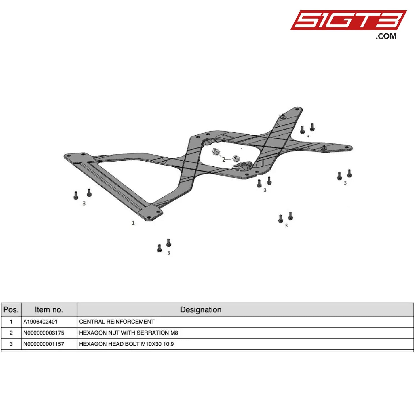 Hexagon Nut With Serration M8 - N000000003175 [Mercedes-Amg Gt4] Central Reinforcement