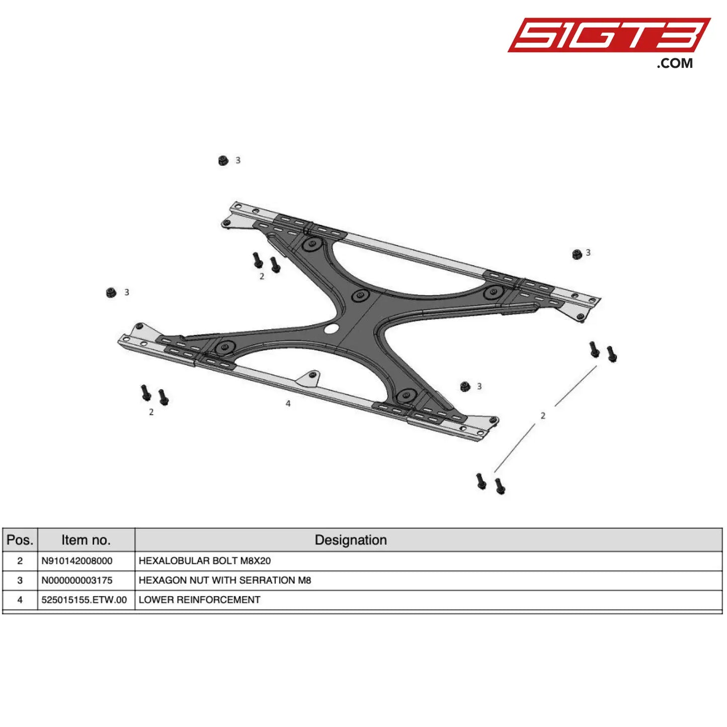 Hexagon Nut With Serration M8 - N000000003175 [Mercedes-Amg Gt4] Lower Reinforcement