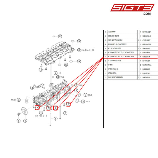 Hexagon Socket Flat Head Screw - Paf009474 [Porsche 718 Cayman Gt4 Rs Clubsport] Oil Pump