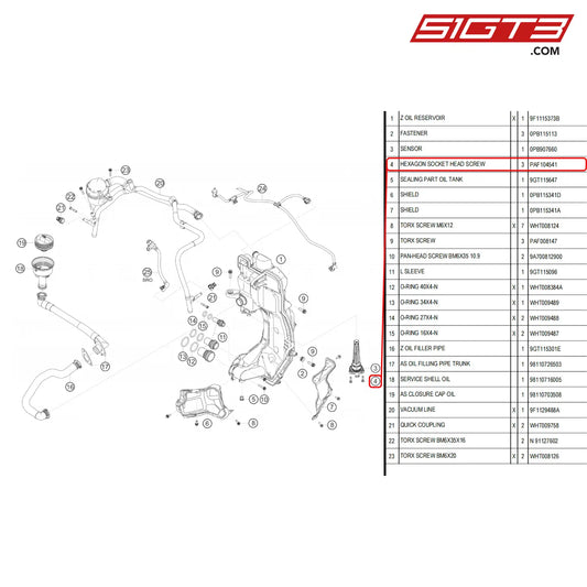 Hexagon Socket Head Screw - Paf104541 [Porsche 718 Cayman Gt4 Rs Clubsport] Oil Tank