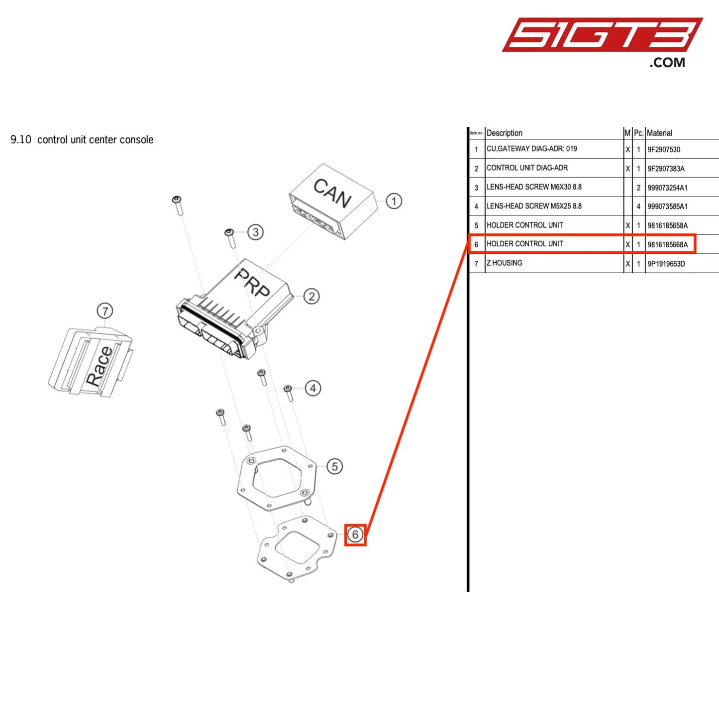 HOLDER CONTROL UNIT - 9816185668A [PORSCHE 718 Cayman GT4 RS Clubsport]