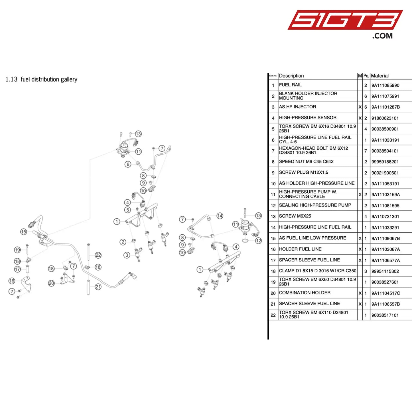 Holder Fuel Line - 9A11103067A [Porsche 911 Gt3 R Type 991 (Gen 1)] Fuel Distribution Gallery