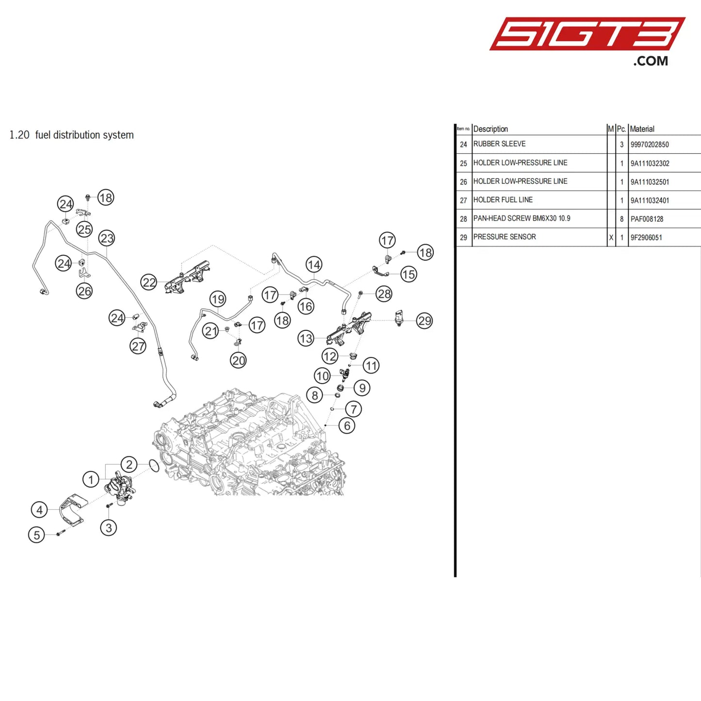 Holder High-Pressure Line - 9A111094702 [Porsche 718 Cayman Gt4 Clubsport] Fuel Distribution System