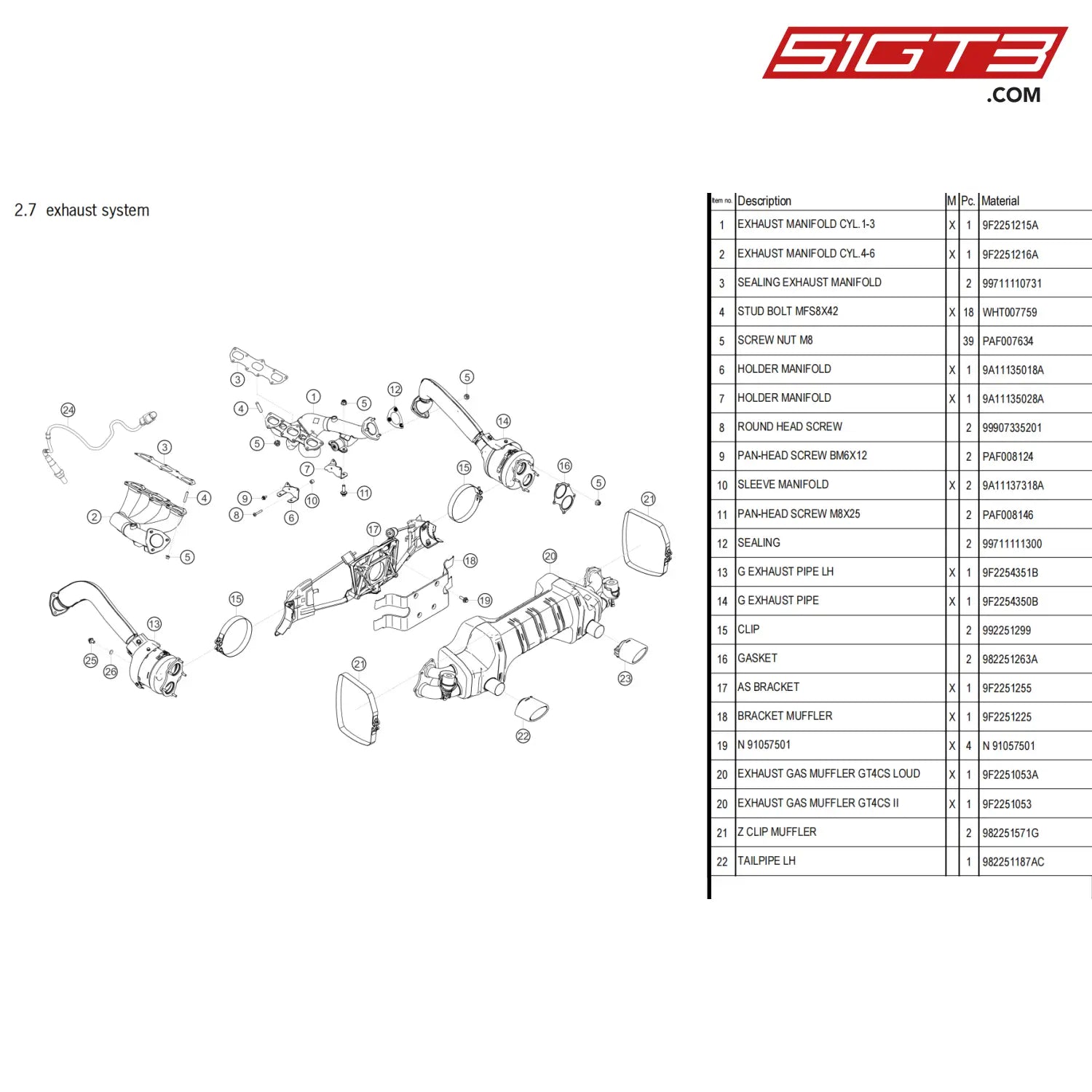 Holder Manifold - 9A11135018A [Porsche 718 Cayman Gt4 Clubsport] Exhaust System