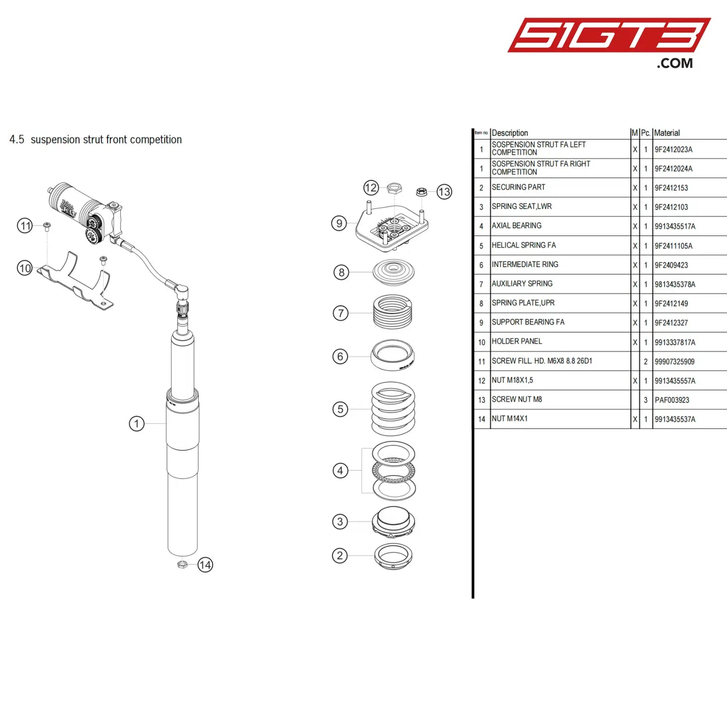 Holder Panel - 9913337817A [Porsche 718 Cayman Gt4 Clubsport] Suspension Strut Front Competition