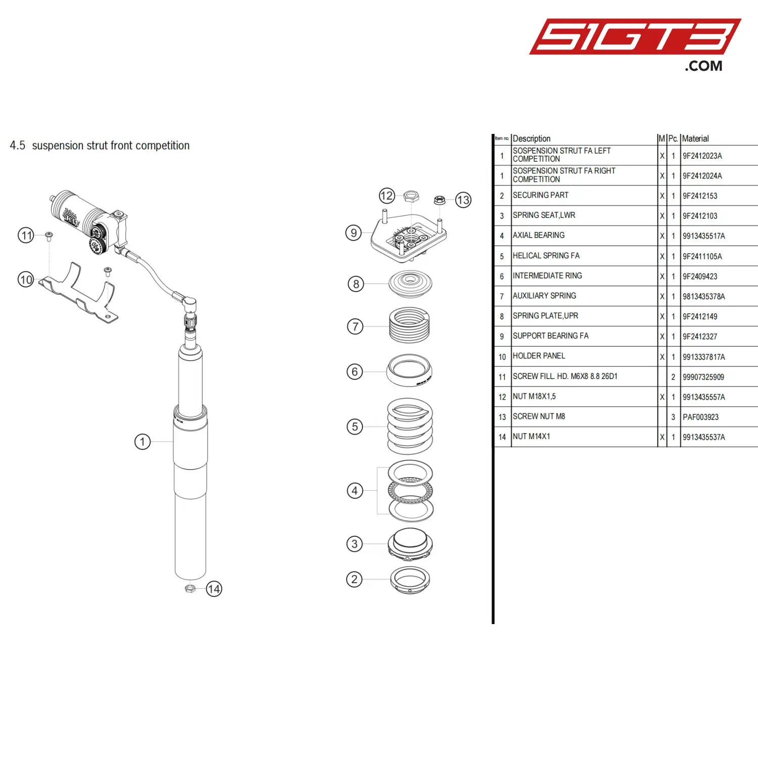 Holder Panel - 9913337817A [Porsche 718 Cayman Gt4 Clubsport] Suspension Strut Front Competition