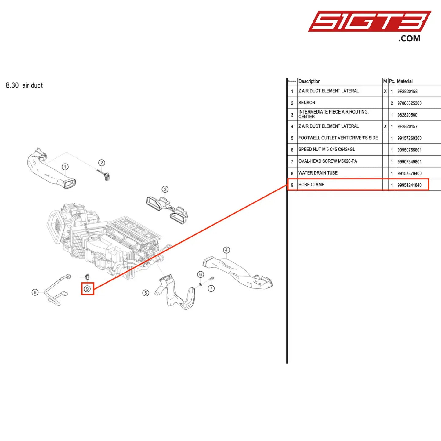 Hose Clamp - 99951241840 [Porsche 718 Cayman Gt4 Rs Clubsport] Air Duct