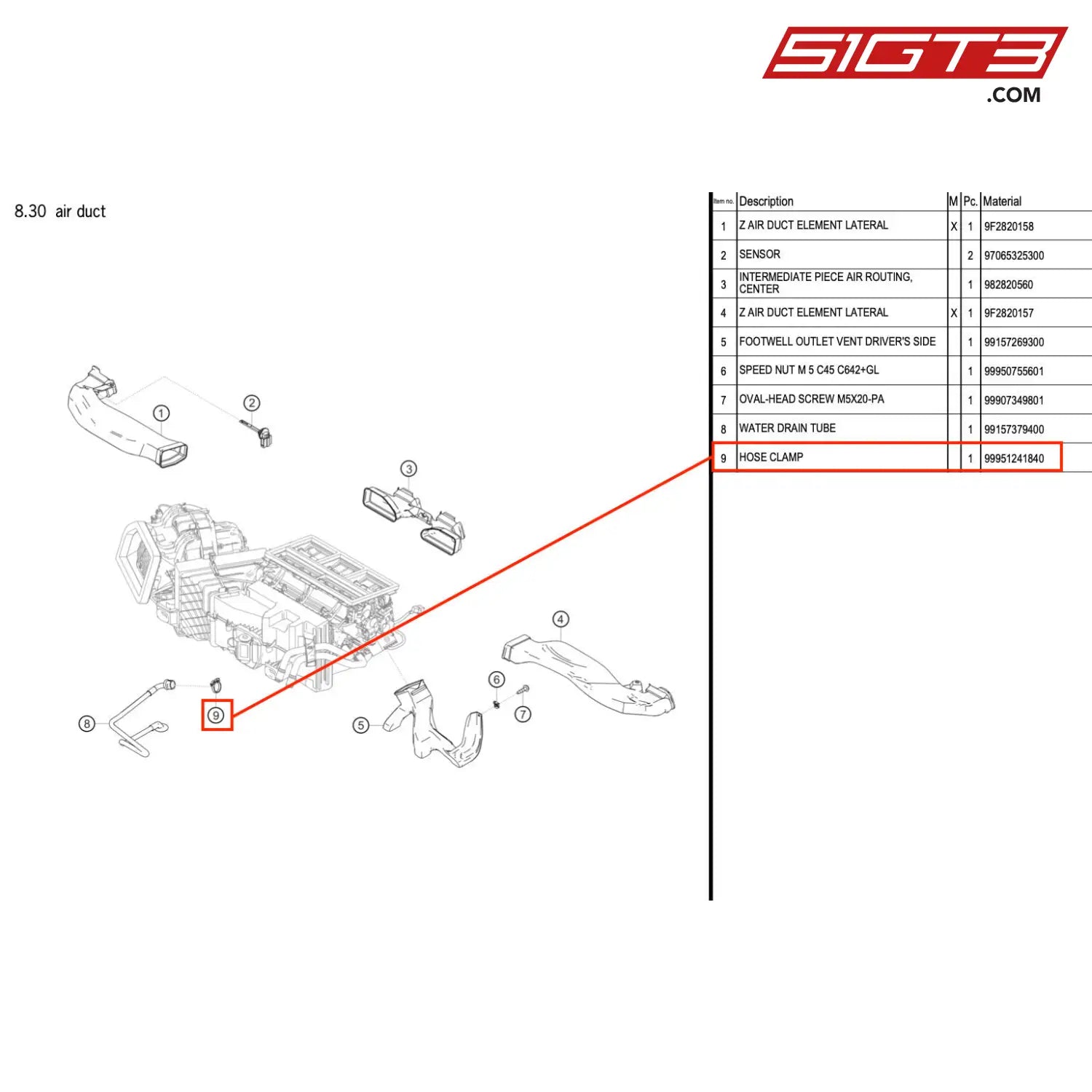 Hose Clamp - 99951241840 [Porsche 718 Cayman Gt4 Rs Clubsport] Air Duct