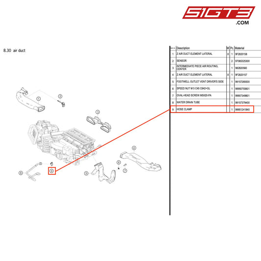 Hose Clamp - 99951241840 [Porsche 718 Cayman Gt4 Rs Clubsport] Air Duct