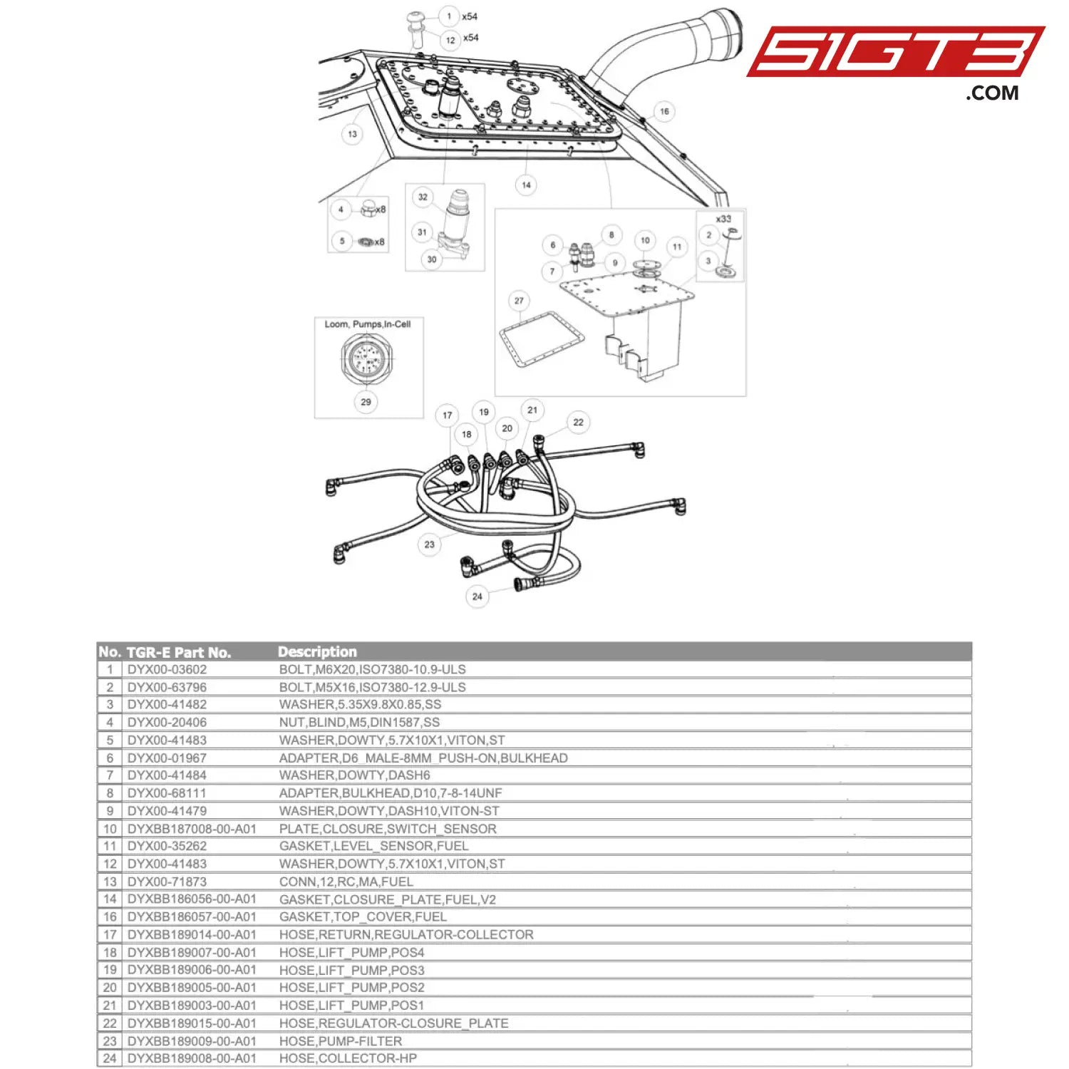 Hose Collector-Hp - Dyxbb189008-00-A01 [Gr Supra Gt4 Evo] Bladder + Lines