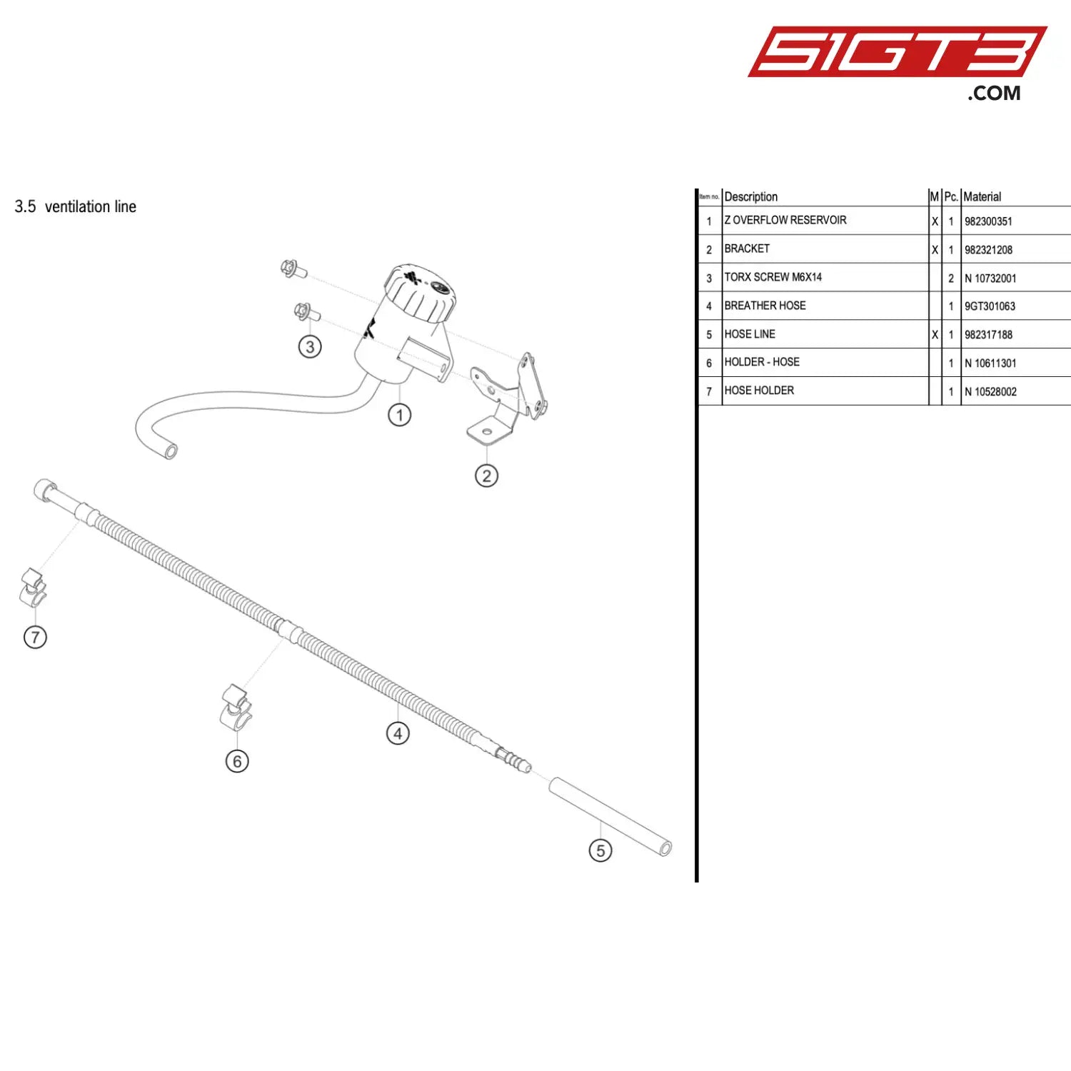 Hose Line - 982317188 [Porsche 718 Cayman Gt4 Rs Clubsport] Ventilation Line