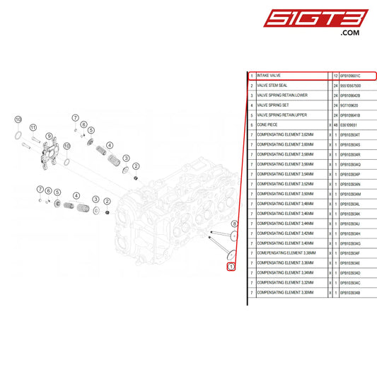 Intake Valve - 0Pb109601C [Porsche 718 Cayman Gt4 Rs Clubsport] Valves