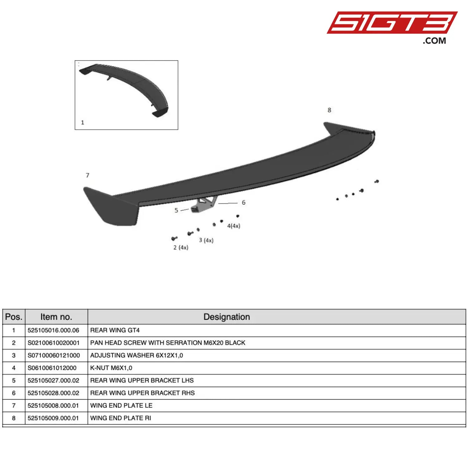 K-Nut M6X1 0 - S0610061012000 [Mercedes-Amg Gt4] Rear Wing