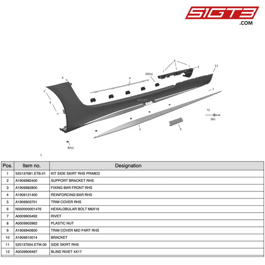 Kit Side Skirt Rhs Primed - 525137081.Etb.01 [Mercedes-Amg Gt4] Side Skirt