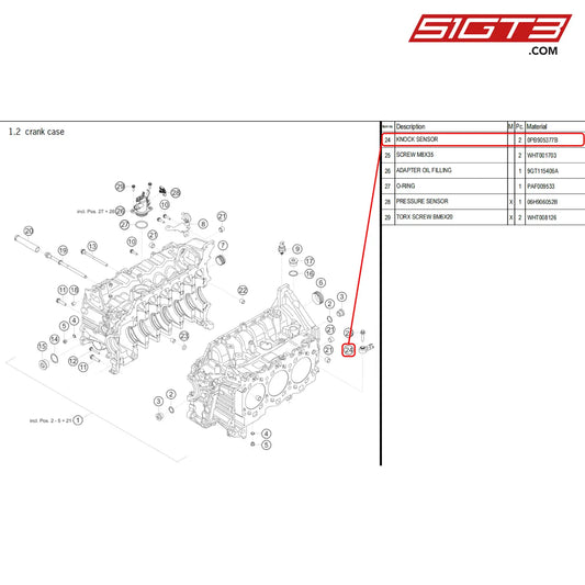 Knock Sensor - 0Pb905377B [Porsche 718 Cayman Gt4 Rs Clubsport] Crank Case
