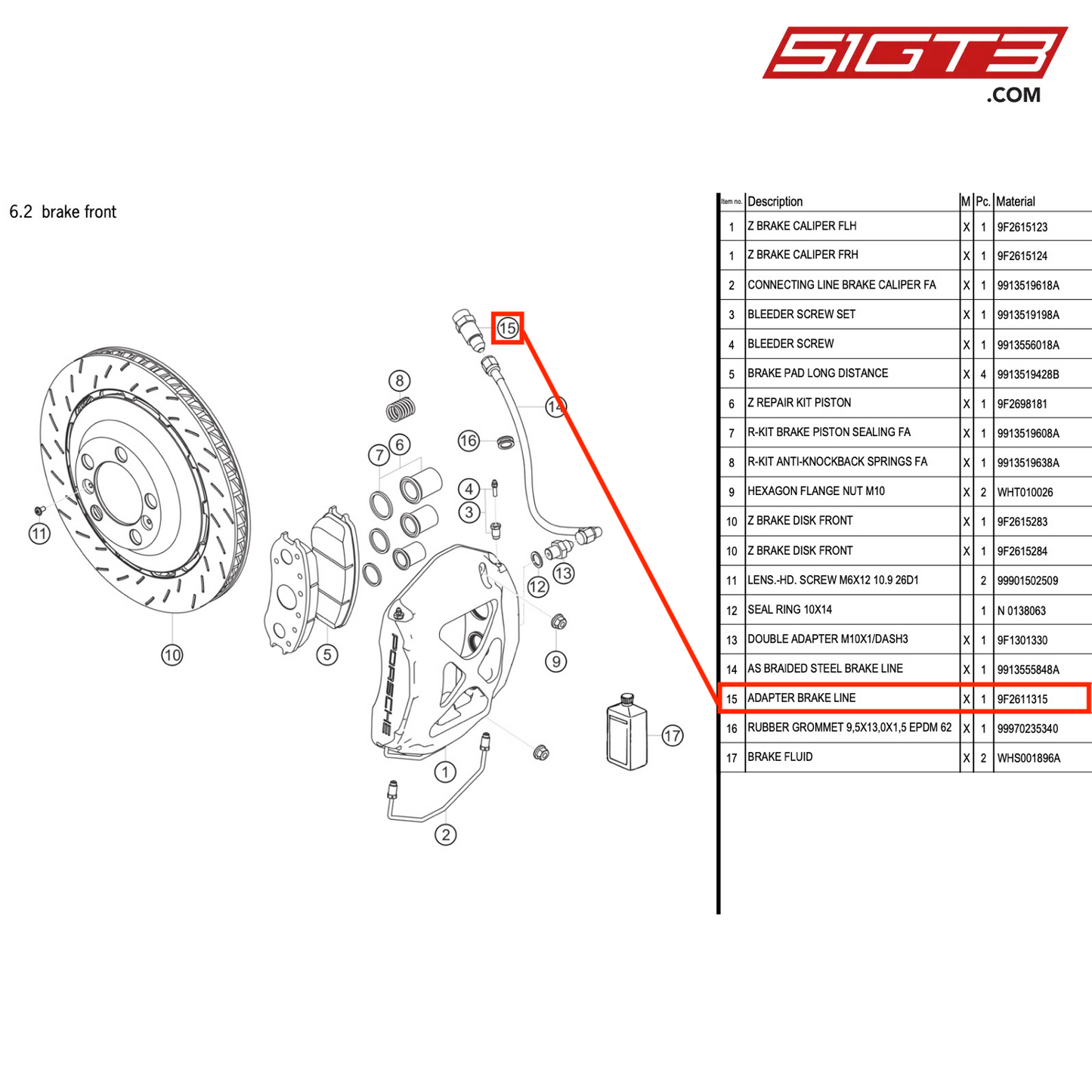 ADAPTER BRAKE LINE - 9F2611315 [PORSCHE 718 Cayman GT4 RS Clubsport]