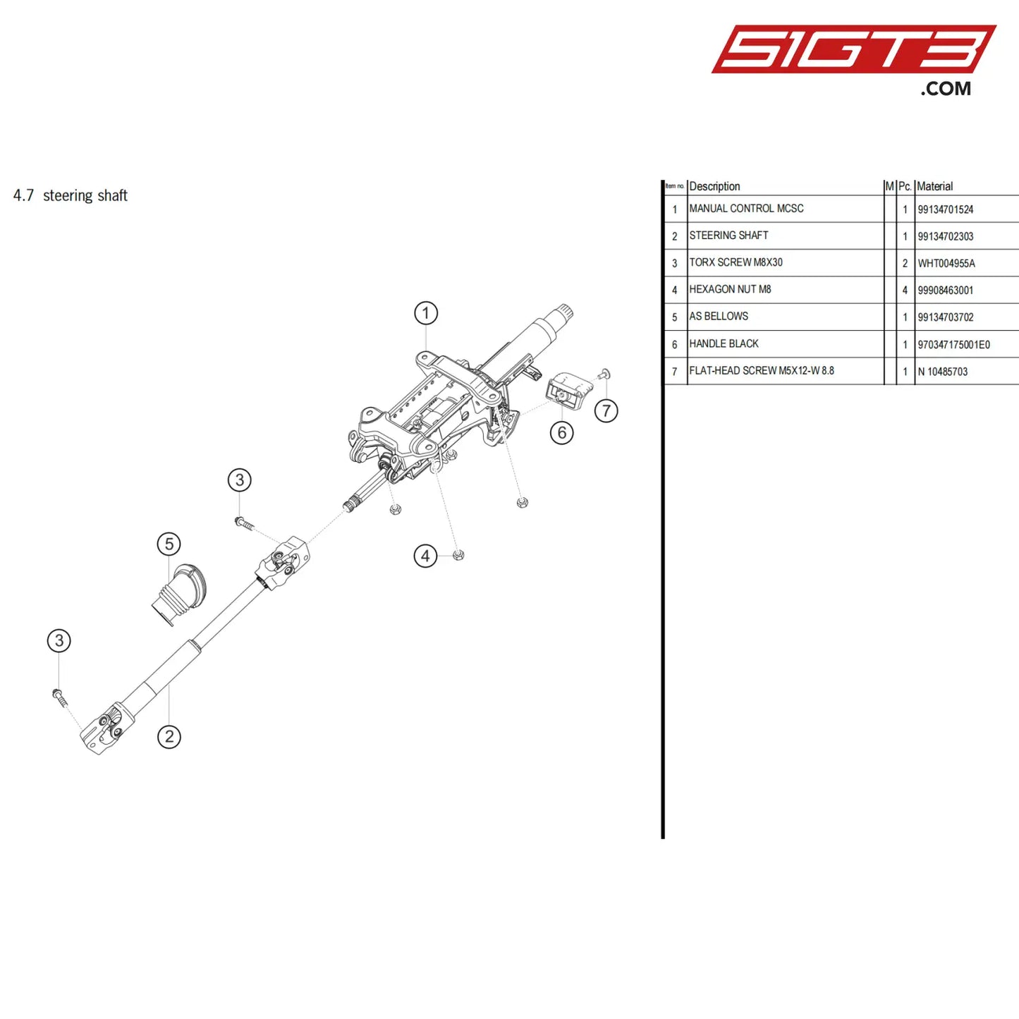 Manual Control Mcsc - 99134701524 [Porsche 718 Cayman Gt4 Clubsport] Steering Shaft
